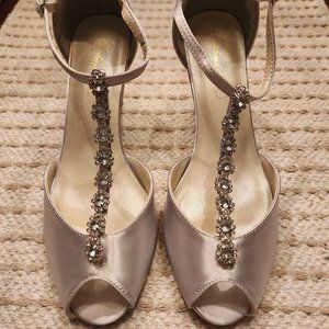Silver & Crystal T-Strap heels